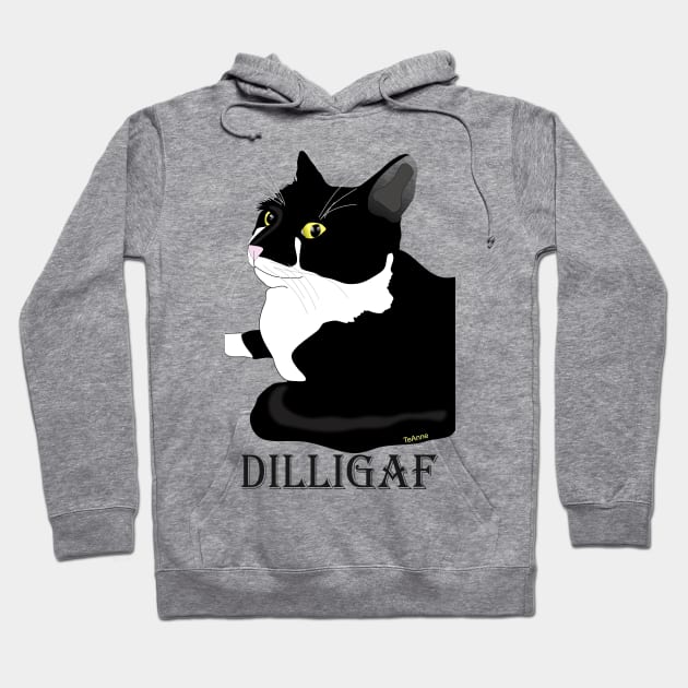 Cute Tuxedo Cat DILLIGAF Attitude Hoodie by TeAnne